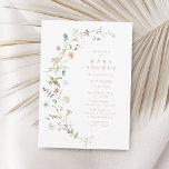 Invitation Elégant Fleur sauvage rose Baby shower Boho rustiq<br><div class="desc">Elégants fleurs sauvages délicats d'aquarelle, mis à côté de vos détails de l'événement en rose poussiéreux. Palettes pastel de rose doux, blanc cassé, beige, bleu poussiéreux, verdure botanique, simple et romantique. Invitation à la grande douche à bébé fleurie pour une fête rustique moderne, boho country garden party au printemps et...</div>