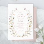 Invitation Elégant Fleur sauvage rose Baby shower Boho rustiq<br><div class="desc">Elégante délicate aquarelle fleur sauvage couronne les détails de votre événement en rose poussiéreux. Palettes pastel de rose pâle,  blanc cassé,  beige,  bleu poussiéreux,  verdure botanique,  Grandes invitations florales à la douche pour bébé pour la fête rustique moderne,  fête boho country jardin au printemps et en été.</div>