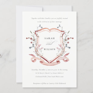 Invitation Élégant Fleur sauvage rose Mariage d'aquarelle de