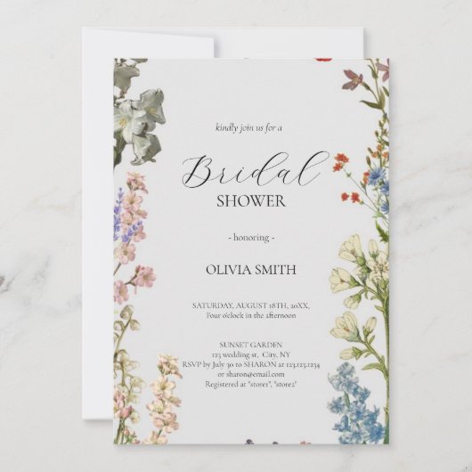 Invitation Elégant Fleur sauvage rose Rustic Boho Fête des ma (Devant)