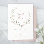 Invitation Elégant Fleur sauvage rose Rustic Boho Fête des ma<br><div class="desc">Elégante délicate aquarelle fleur sauvage couronne les détails de votre événement. Palettes pastel de rose doux, blanc cassé, beige, bleu poussiéreux, verdure botanique, simple et romantique. Grandes invitations à la douche à nuptiale fleurie pour la fête rustique moderne, boho country garden party au printemps et en été. Voir toutes les...</div>