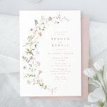 Invitation Elégant Fleur sauvage rose Rustic Boho Fête des ma<br><div class="desc">Elégants fleurs sauvages délicats d'aquarelle, à côté des détails de votre événement. Palettes pastel de rose doux, blanc cassé, beige, bleu poussiéreux, verdure botanique, simple et romantique. Grand brunch floral et des invitations bulles de douche nuptiale pour la fête rustique moderne, boho country garden party au printemps et en été....</div>