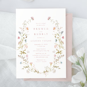 Invitation Elégant Fleur sauvage rose Rustic Boho Fête des ma
