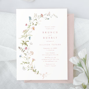 Invitation Elégant Fleur sauvage rose Rustic Boho Fête des ma