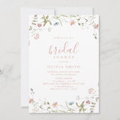 Invitation Elégant Fleur sauvage rose Rustic Boho Fête des ma (Devant)