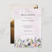 Invitation Elégant Fleur sauvage rose Rustic Boho Fête des ma (Devant / Derrière)