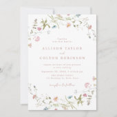 Invitation Élégant Fleur sauvage rose Rustic Boho Mariage Pho (Devant)