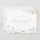 Invitation Élégant Fleur sauvage rose, tu seras ma fille de f (Devant)