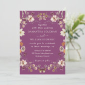 Invitation Élégant Fleur sauvage Rustic Berry Purple Mariage (Debout devant)