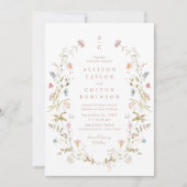 Invitation Élégant Fleur sauvage Rustic Boho Mariage monogram (Devant)