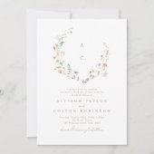 Invitation Élégant Fleur sauvage Rustic Boho Mariage monogram (Devant)