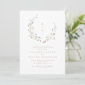 Invitation Élégant Fleur sauvage Rustic Boho Mariage monogram (Debout devant)