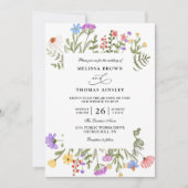 Invitation Élégant Fleur sauvage Rustic Budget QR Code Mariag (Devant)