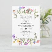 Invitation Élégant Fleur sauvage Rustic Budget QR Code Mariag (Debout devant)