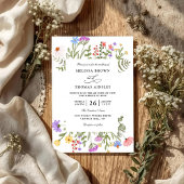 Invitation Élégant Fleur sauvage Rustic Budget QR Code Mariag