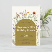 Invitation Elégant Fleur sauvage rustique Boho Frame 30e anni (Debout devant)