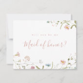 Invitation Elégant Fleur sauvage serez-vous ma servante d'hon (Devant)