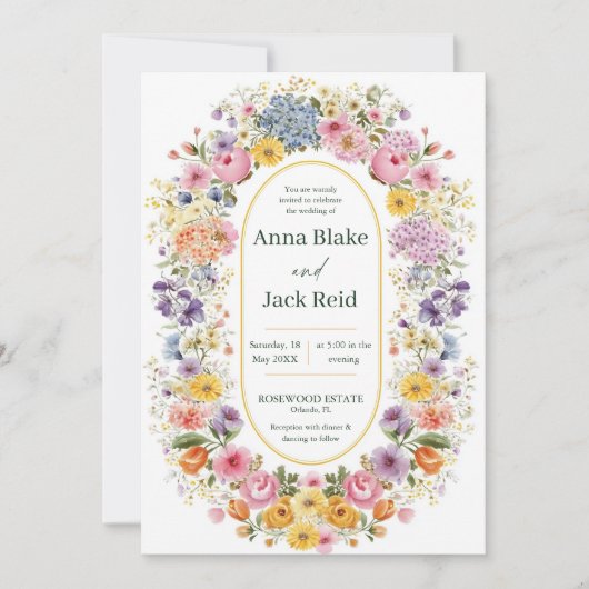 Invitation Elégant Fleur sauvage Spring Garden Mariage (Devant)
