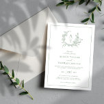 Invitation Élégant Fleur sauvage vert Sage Mariage Crest<br><div class="desc">Cimetière fleur sauvage vert sauge classique et faire-part de mariage monogramme.</div>