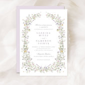 Invitation Élégant Fleur sauvage Wreath Blush Pink Mariage