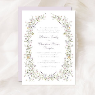 Invitation Élégant Fleur sauvage Wreath Blush Pink Mariage
