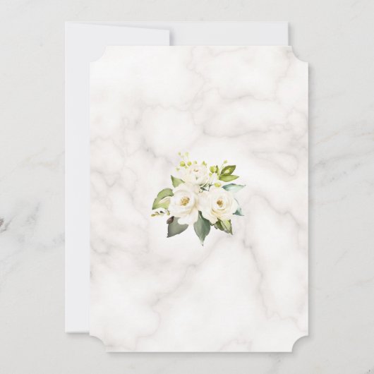 Invitation Elégant Fleurs blanches délicates Mariage en marbr (Dos)