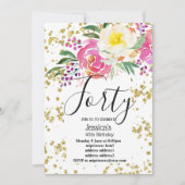 Invitation élégant, fleurs de printemps rose fête florale (Devant)