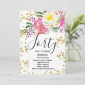 Invitation élégant, fleurs de printemps rose fête florale (Debout devant)