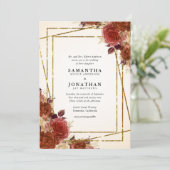 Invitation Élégant Fleurs en terre cuite Mariage Parties scin (Debout devant)