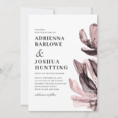 Invitation Elégant Fleurs Fumées Side Texte Dusty Mariage ros (Devant)