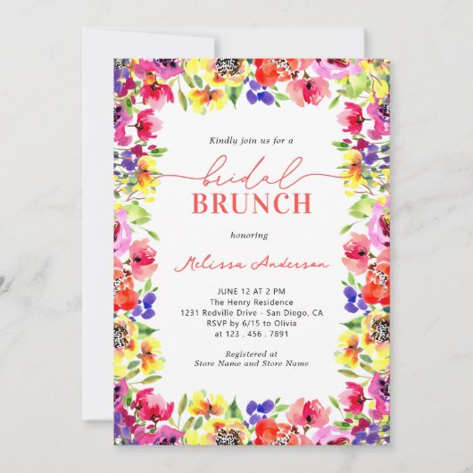 Invitation Élégant Fleurs Lumineuses Brunch nuptial (Devant)