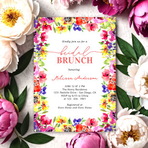 Invitation Élégant Fleurs Lumineuses Brunch nuptial