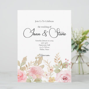 Invitation Élégant Fleurs Mariage Personnalisé 