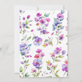 Invitation Élégant fleurs sauvages d'aquarelle rose violet (Dos)