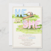 Invitation Elégant Fleurs sauvages de baseball aquarelle Lui  (Devant)