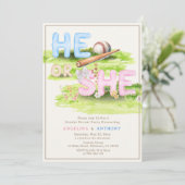 Invitation Elégant Fleurs sauvages de baseball aquarelle Lui  (Debout devant)