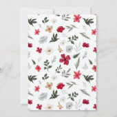 Invitation Élégant flocon de neige à fleurs rouge vert Noël (Dos)