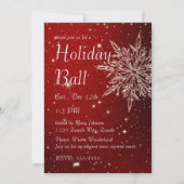 Invitation Élégant flocon de neige dans Red Ball (Devant)