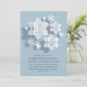 Invitation Élégant Flocon de neige Fête NOËL EVE (Debout devant)