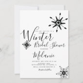 Invitation Élégant Flocon de Neige Noir Mariage Événement de (Devant)