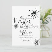 Invitation Élégant Flocon de Neige Noir Mariage Événement de (Debout devant)