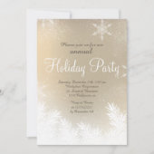 Invitation Élégant flocon de neige or hiver vacances d'entrep (Devant)