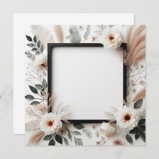 Invitation Élégant floral (Devant / Derrière)