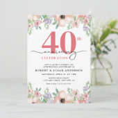 Invitation Elegant Floral 40th Wedding Anniversary (Debout devant)