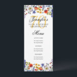 Invitation Elégant Floral 70th Birthday Party Menu<br><div class="desc">Elégant "Menu fête d'anniversaire" avec fleurs de saules d'aquarelle et texte personnalisé.</div>