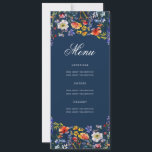 Invitation Elégant Floral 70th Birthday Party Menu Marine<br><div class="desc">Design élégant "Menu fête d'anniversaire" avec fleurs sauvages aquarelles et texte personnalisé.</div>
