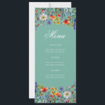 Invitation Elégant Floral 70th Birthday Party Menu Turquoise<br><div class="desc">Design élégant "Menu fête d'anniversaire" avec fleurs sauvages aquarelles et texte personnalisé.</div>