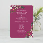 Invitation Élégant floral aquarelle bordeaux mariage humeur (Debout devant)