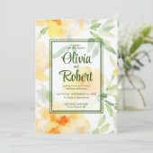 Invitation Élégant floral aquarelle orange jaune pour mariage (Debout devant)