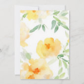 Invitation Élégant floral aquarelle orange jaune pour mariage (Dos)